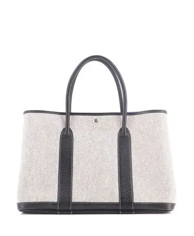 Pre-owned Pre-owned Hermes  Hermes 36 Garden Party Tote Toile And Leather In Black