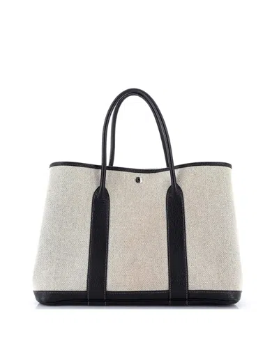 Pre-owned Pre-owned Hermes  Hermes 36 Garden Party Tote Toile And Leather In Black/ Black/ Natural