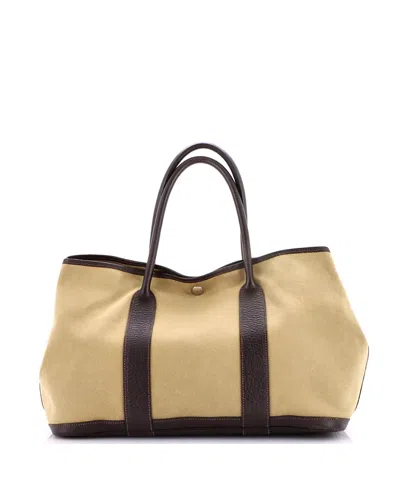Pre-owned Pre-owned Hermes  Hermes 36 Garden Party Tote Toile And Leather In Brown