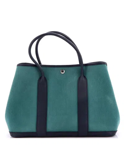 Pre-owned Pre-owned Hermes  Hermes 36 Garden Party Tote Toile And Leather In Green