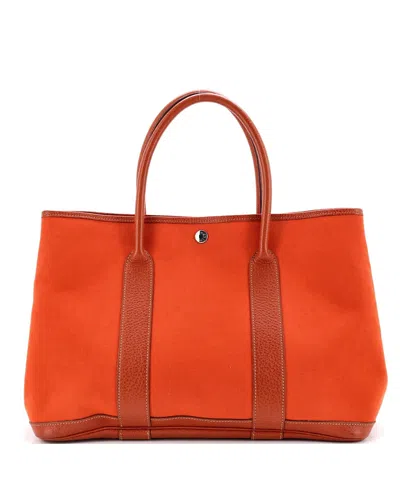 Pre-owned Pre-owned Hermes  Hermes 36 Garden Party Tote Toile And Leather In Orange
