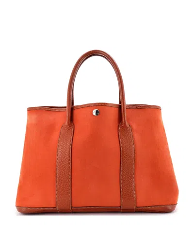 Pre-owned Pre-owned Hermes  Hermes 36 Garden Party Tote Toile And Leather In Orange