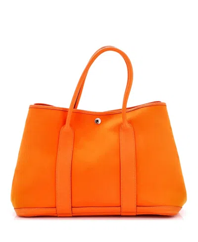 Pre-owned Pre-owned Hermes  Hermes 36 Garden Party Tote Toile And Leather In Orange