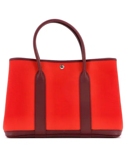 Pre-owned Pre-owned Hermes  Hermes 36 Garden Party Tote Toile And Leather In Red
