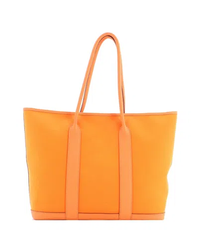 Pre-owned Pre-owned Hermes  Hermes 36 Garden Party Zip Tote Toile And Leather In Orange