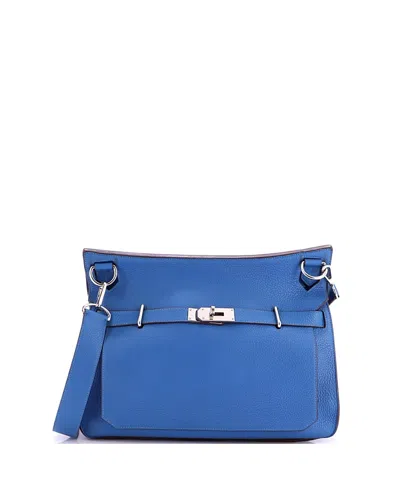 Pre-owned Pre-owned Hermes  Hermes 37 Jypsiere Bag Clemence In Blue