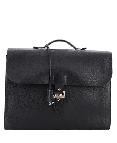 Pre-owned Pre-owned Hermes  Hermes 38 Sac A Depeches Bag Ardennes In Black