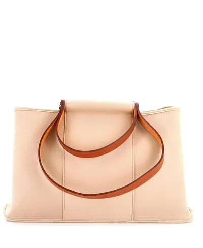 Pre-owned Pre-owned Hermes  Hermes 39 Cabag Elan Toile And Leather In Neutral