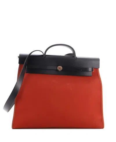 Pre-owned Pre-owned Hermes  Hermes 39 Herbag Zip Leather And Toile In Brown