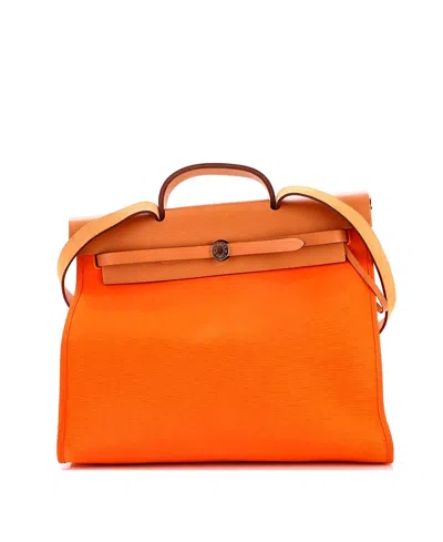 Pre-owned Pre-owned Hermes  Hermes 39 Herbag Zip Leather And Toile In Orange