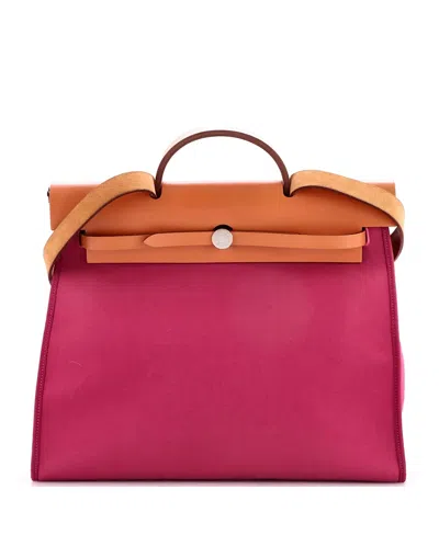 Pre-owned Pre-owned Hermes  Hermes 39 Herbag Zip Leather And Toile In Pink