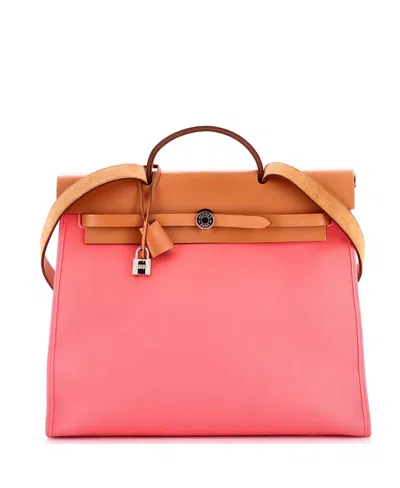 Pre-owned Pre-owned Hermes  Hermes 39 Herbag Zip Leather And Toile In Pink