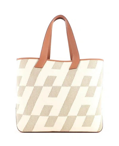 Pre-owned Pre-owned Hermes  Hermes 40 Cabas H En Biais Tote Canvas With Leather In Brown