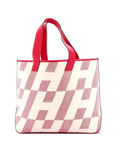 Pre-owned Pre-owned Hermes  Hermes 40 Cabas H En Biais Tote Canvas With Leather In Pink