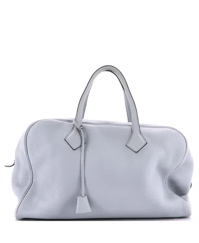 Pre-owned Pre-owned Hermes  Hermes 43 Victoria Ii Travel Handbag Clemence In Blue
