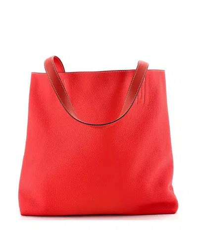 Pre-owned Pre-owned Hermes  Hermes 45 Double Sens Tote Clemence And Swift In Red