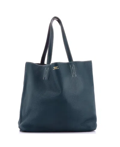 Pre-owned Pre-owned Hermes  Hermes 45 Double Sens Tote Clemence In Green