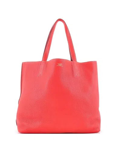 Pre-owned Pre-owned Hermes  Hermes 45 Double Sens Tote Clemence In Red/ Pink/ Red
