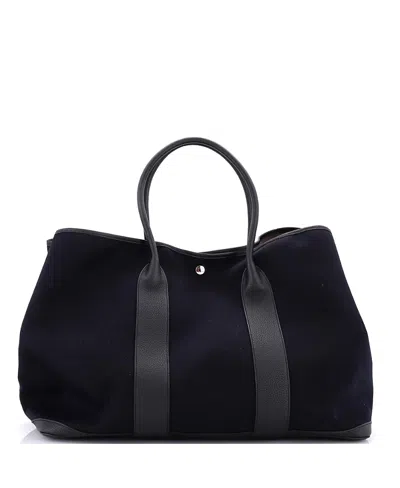 Pre-owned Pre-owned Hermes  Hermes 49 Garden Party Tote Toile And Leather In Blue