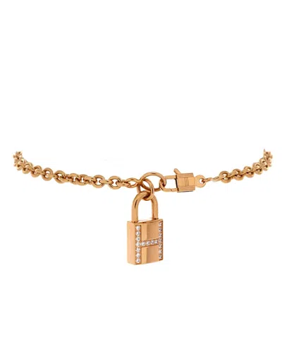 Pre-owned Pre-owned Hermes  Hermes Amulettes Cadenas Pendant Bracelet 18k Rose Gold With Diamonds In Pink