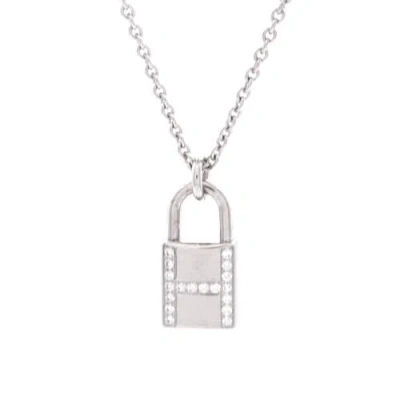 Pre-owned Hermes  Hermes Amulettes Cadenas Pendant Necklace 18k White Gold With Diamonds