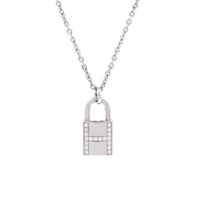 Pre-owned Hermes  Hermes Amulettes Cadenas Pendant Necklace 18k White Gold With Diamonds