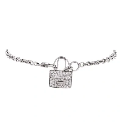 Pre-owned Hermes  Hermes Amulettes Constance Bracelet 18k White Gold With Diamonds In Metallic
