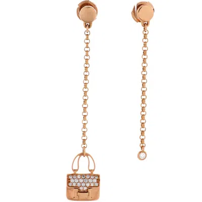 Pre-owned Hermes  Hermes Amulettes Constance Drop Earrings 18k Rose Gold With Diamonds