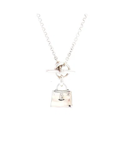 Pre-owned Pre-owned Hermes  Hermes Amulettes Kelly Pendant Nm Necklace Sterling Silver, 16