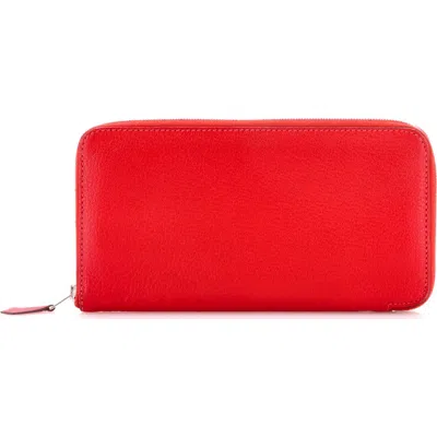 Pre-owned Hermes  Hermes Azap Zip Around Wallet Chevre Mysore Long In Red