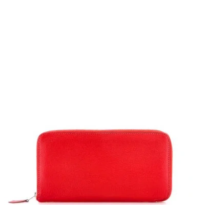 Pre-owned Hermes  Hermes Azap Zip Around Wallet Chevre Mysore Long In Red
