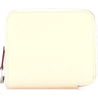 Pre-owned Hermes  Hermes Azap Zip Around Wallet Silk'in Epsom Compact In Brown