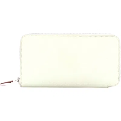 Pre-owned Hermes  Hermes Azap Zip Around Wallet Silk'in Epsom Long In Neutral