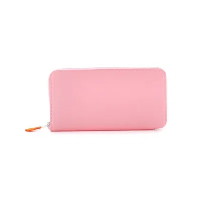 Pre-owned Hermes  Hermes Azap Zip Around Wallet Silk'in Epsom Long In Pink