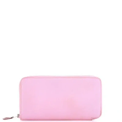Pre-owned Pre-owned Hermes  Hermes Azap Zip Around Wallet Silk'in Epsom Long In Pink