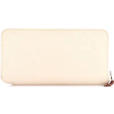 Pre-owned Hermes  Hermes Azap Zip Around Wallet Silk'in Epsom Long In Neutral