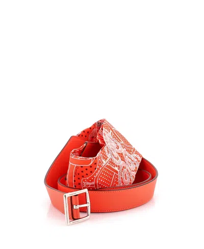 Pre-owned Pre-owned Hermes  Hermes Banasilk Belt Bag Printed Silk And Leather In Orange