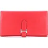Pre-owned Hermes  Hermes Bearn Wallet Epsom Long In Red