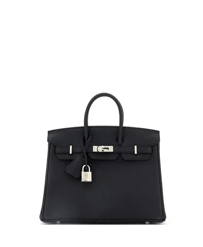 Pre-owned Pre-owned Hermes  Hermes Birkin 25 Handbag Black Togo With Palladium Hardware In Noir