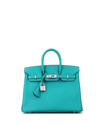Pre-owned Pre-owned Hermes  Hermes Birkin 25 Handbag Blue Epsom With Palladium Hardware In Bleu Paon