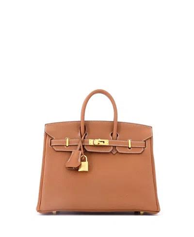 Pre-owned Pre-owned Hermes  Hermes Birkin 25 Handbag Brown Togo With Gold Hardware