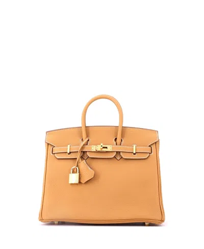 Pre-owned Pre-owned Hermes  Hermes Birkin 25 Handbag Brown Togo With Gold Hardware In Natural Sable