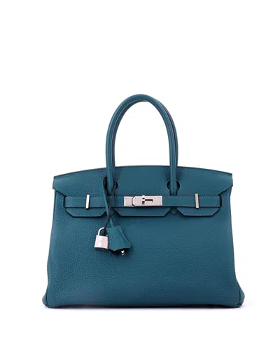 Pre-owned Pre-owned Hermes  Hermes Birkin 25 Handbag Green Swift With Palladium Hardware