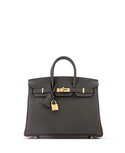 Pre-owned Pre-owned Hermes  Hermes Birkin 25 Handbag Green Togo With Gold Hardware In Brown