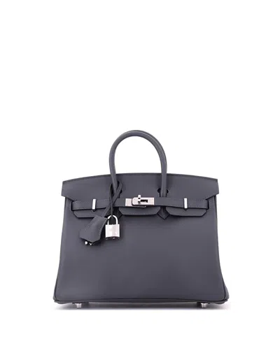 Pre-owned Pre-owned Hermes  Hermes Birkin 25 Handbag Grey Swift With Palladium Hardware In Ardoise