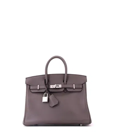 Pre-owned Pre-owned Hermes  Hermes Birkin 25 Handbag Grey Swift With Palladium Hardware In Gray
