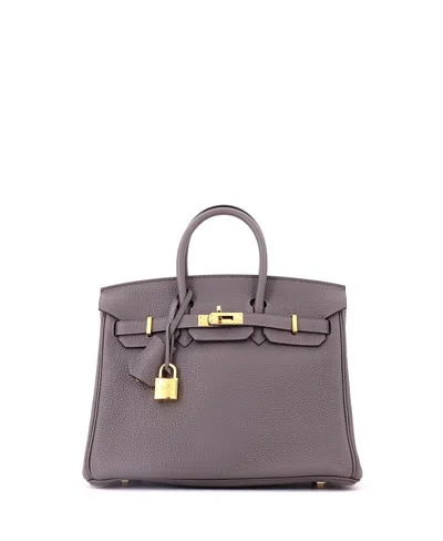 Pre-owned Pre-owned Hermes  Hermes Birkin 25 Handbag Grey Togo With Gold Hardware In Gray