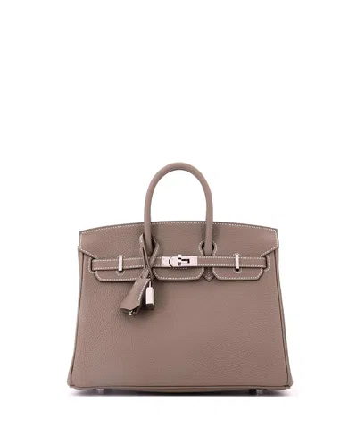 Pre-owned Pre-owned Hermes  Hermes Birkin 25 Handbag Grey Togo With Palladium Hardware In Brown