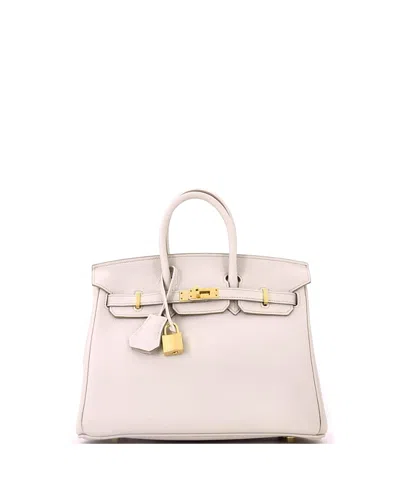 Pre-owned Pre-owned Hermes  Hermes Birkin 25 Handbag Light Togo With Gold Hardware In Beton