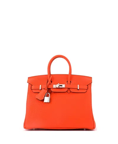 Pre-owned Pre-owned Hermes  Hermes Birkin 25 Handbag Orange Togo With Palladium Hardware